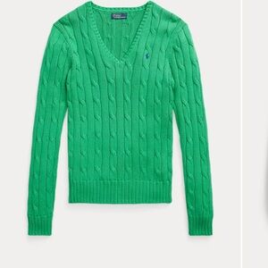 Cable knit cotton v neck Ralph Lauren sweater